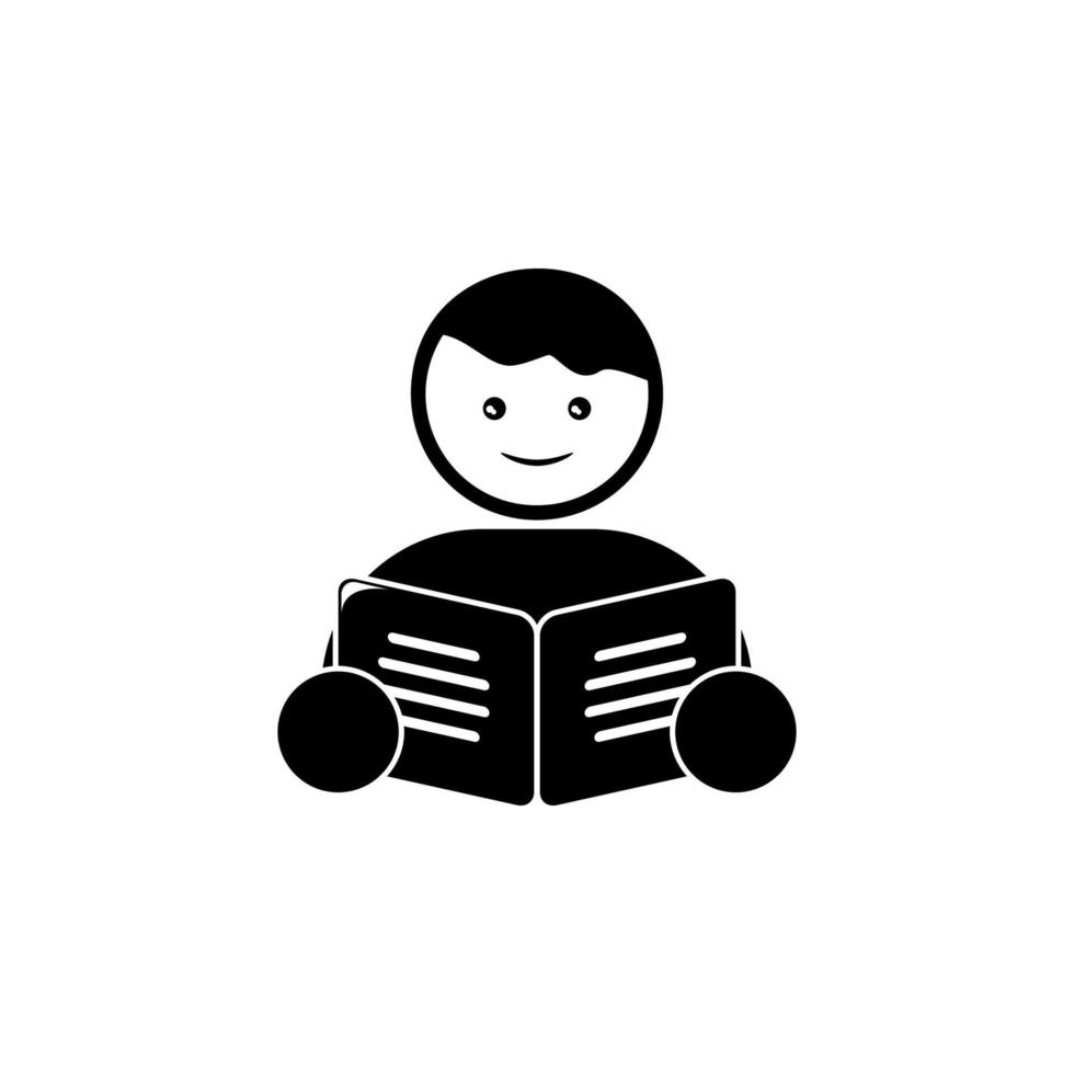 the child is reading a book vector icon illustration