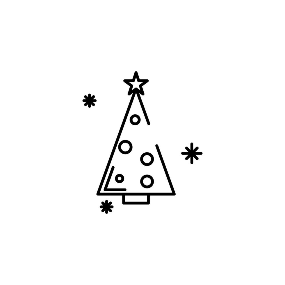 Christmas tree snow concept line vector icon illustration