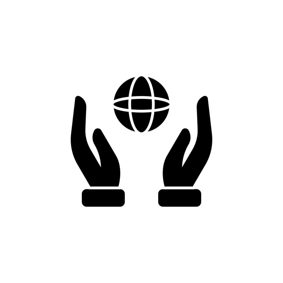 Hands, earth, planet vector icon illustration