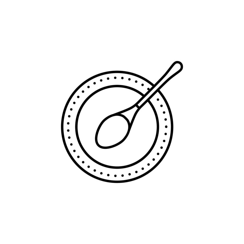 restaurant serving, plate, spoon vector icon illustration