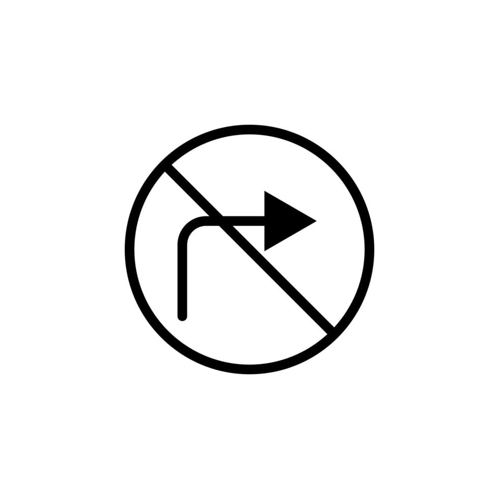 prohibition of right direction vector icon illustration