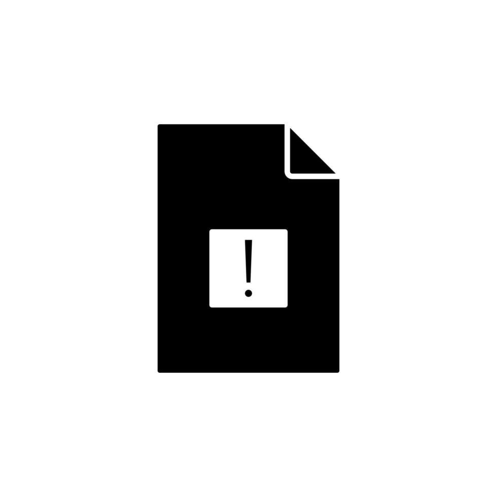 Exclamation point on document vector icon illustration