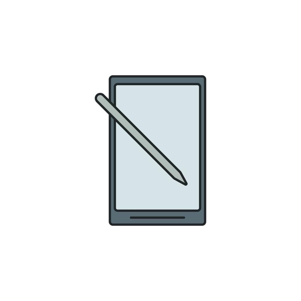 tablet with stylus vector icon illustration