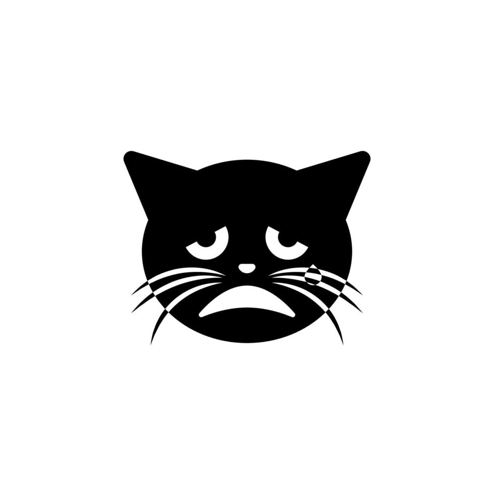 no mood crying cat vector icon illustration