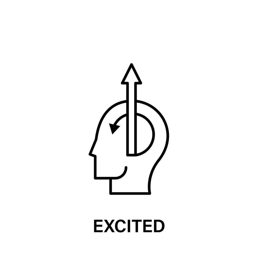 thinking, head, arrows, up, excited vector icon illustration