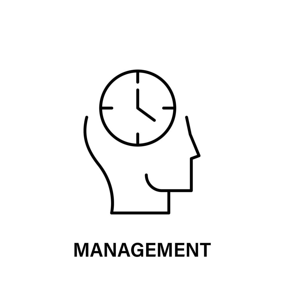 thinking, head, clock, management vector icon illustration