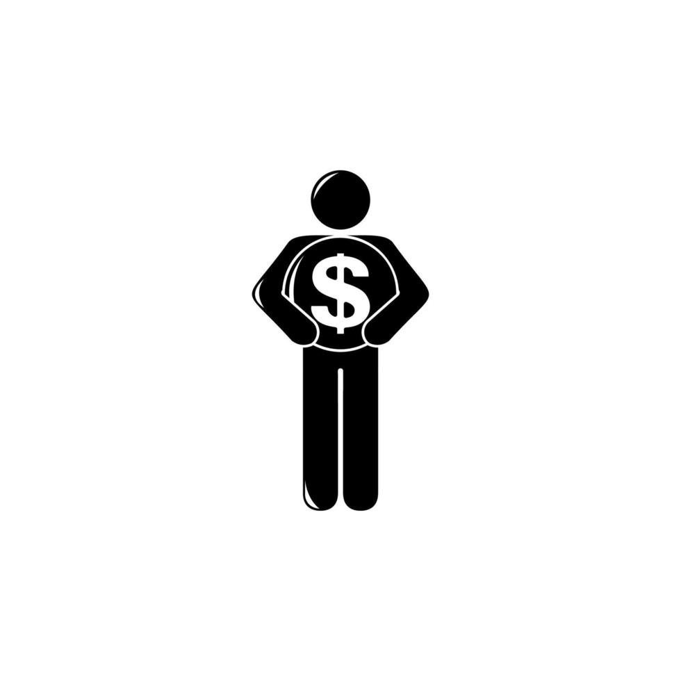 man holds a dollar coin vector icon illustration