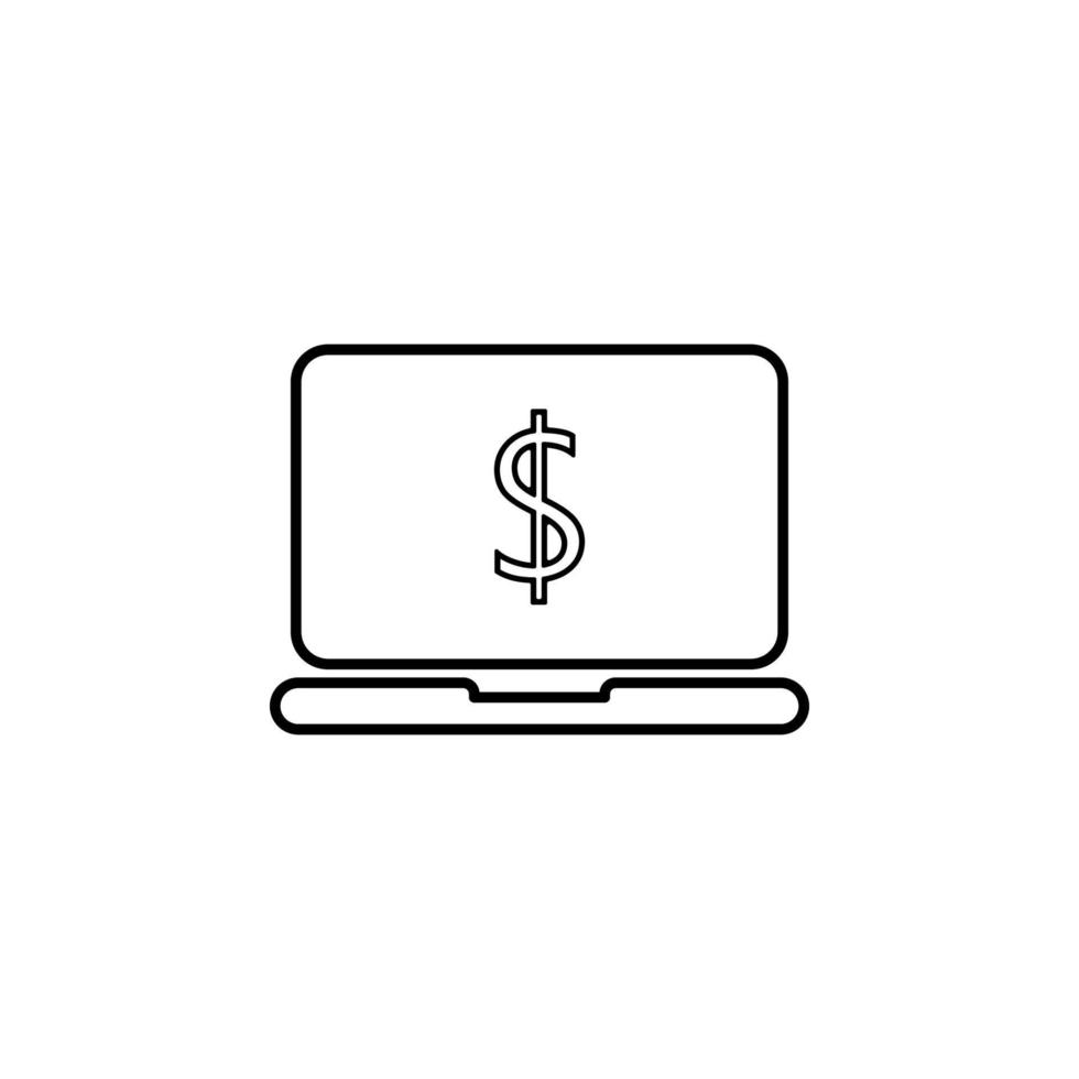 money laptop line vector icon illustration