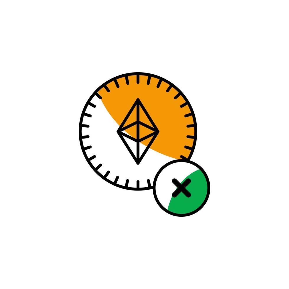 ethereum, cryptocurrency, cross, finance vector icon illustration