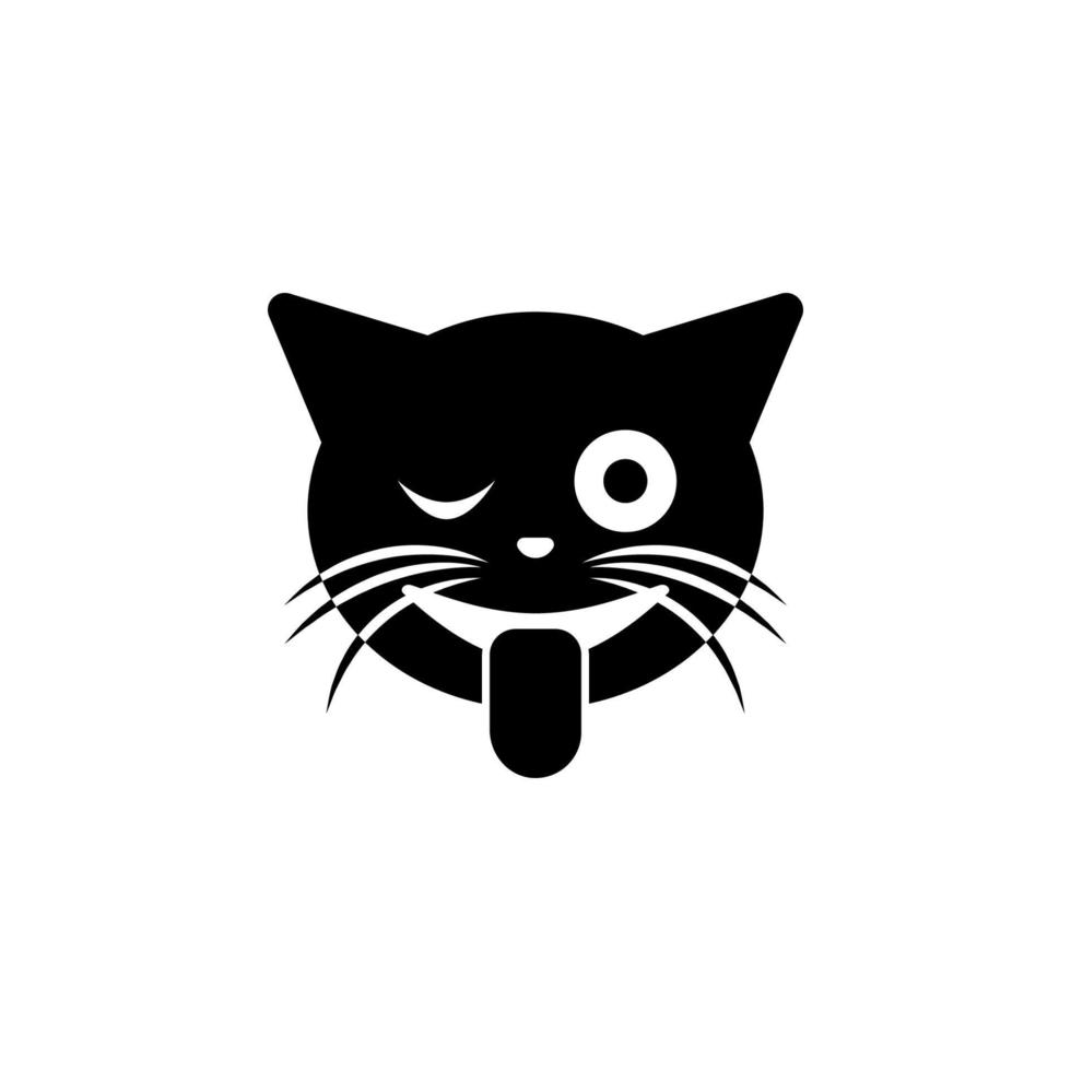 atascado fuera lengua parpadeo ojo gato vector icono ilustración