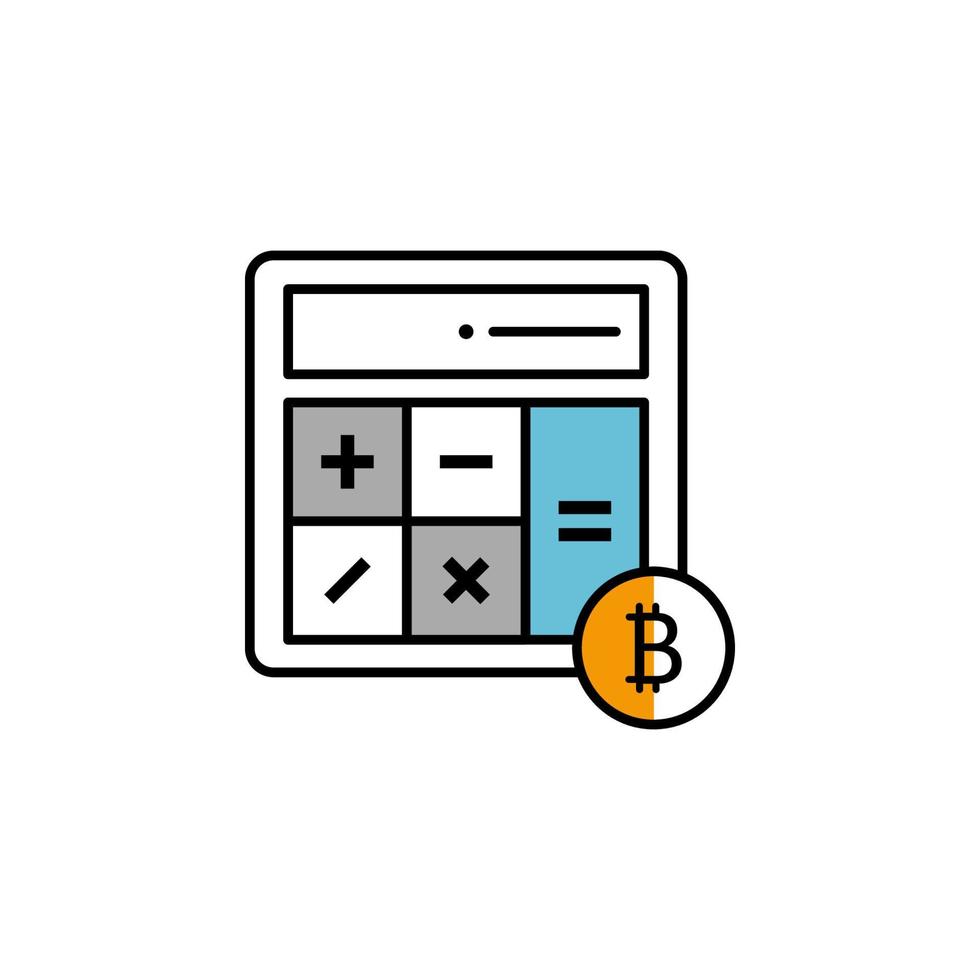 calculator, bitcoin, calculating, calculate vector icon illustration