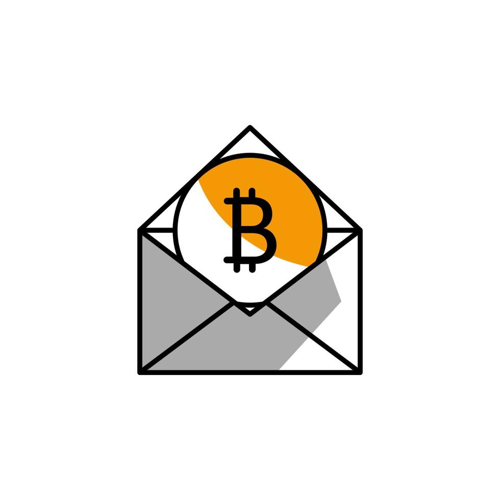 salario, correo, bitcoin, mensaje vector icono ilustración