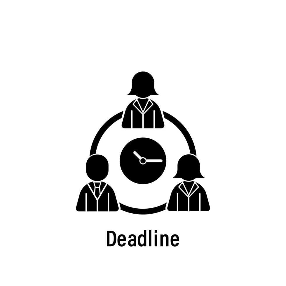 Team work, deadline, team, time, users vector icon illustration