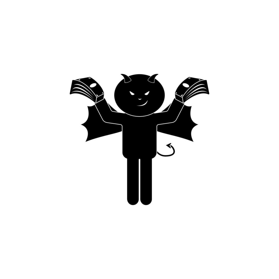 demon with money vector icon illustration