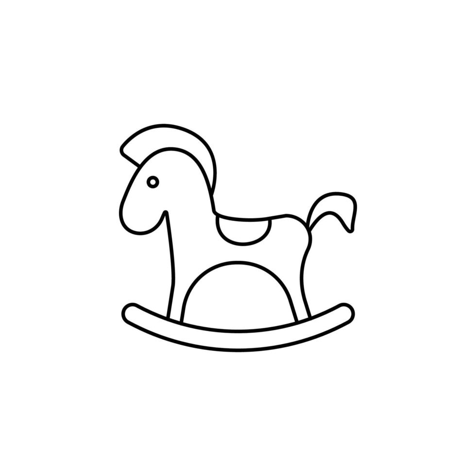 rocking horse line vector icon illustration