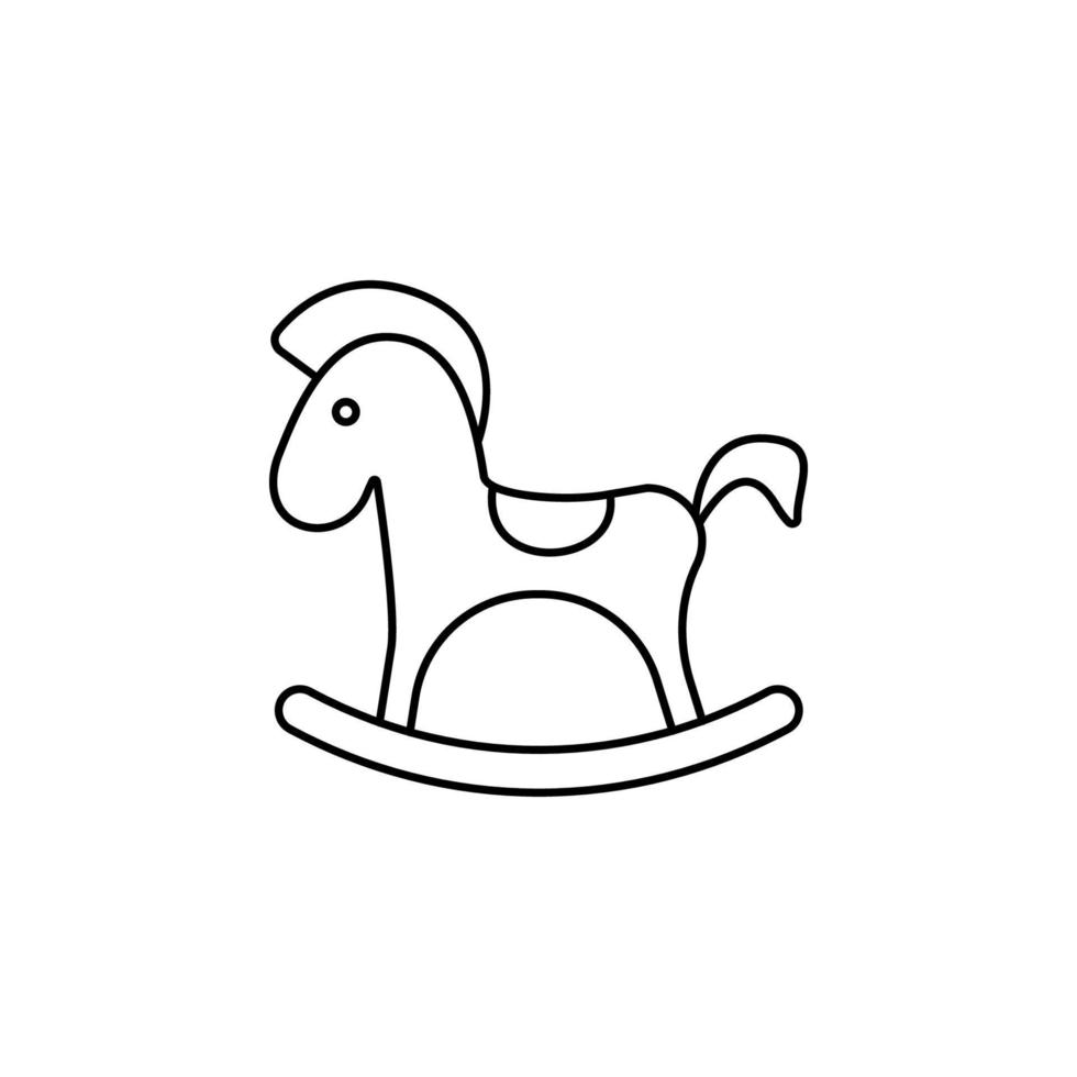 rocking horse line vector icon illustration