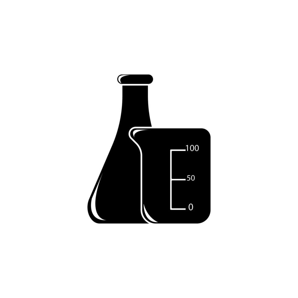 flask and measuring cup vector icon illustration