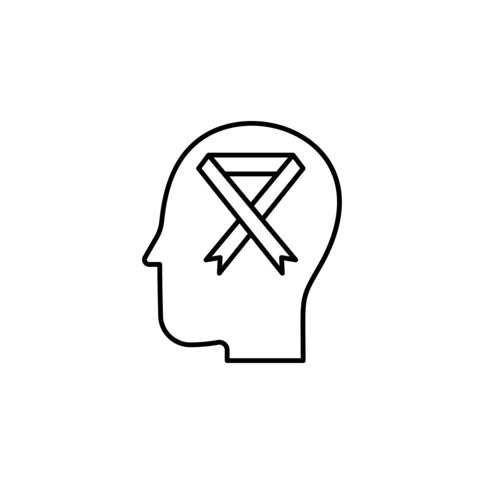 Head, cancer ribbon vector icon illustration