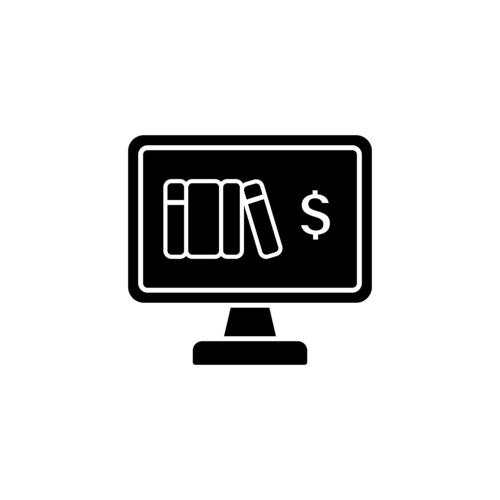 Computer pc books dollar vector icon illustration