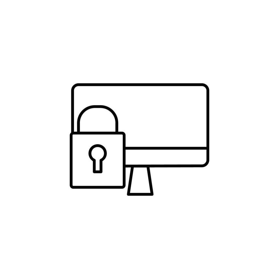 Computer lock screen vector icon illustration