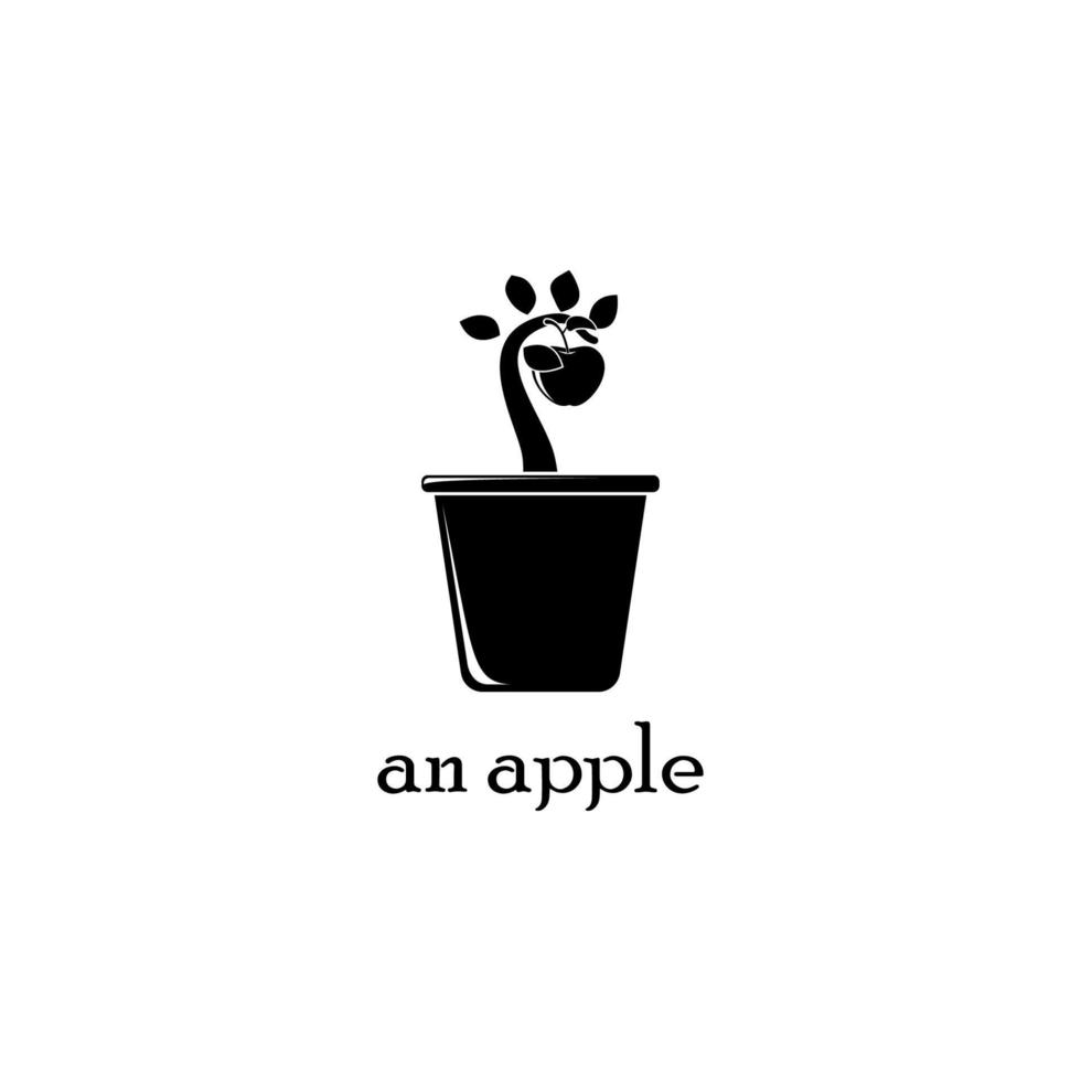an apple tree in pot vector icon illustration