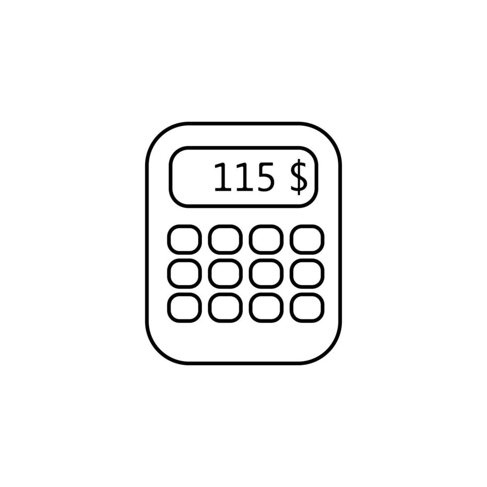 calculating money on a calculator line vector icon illustration