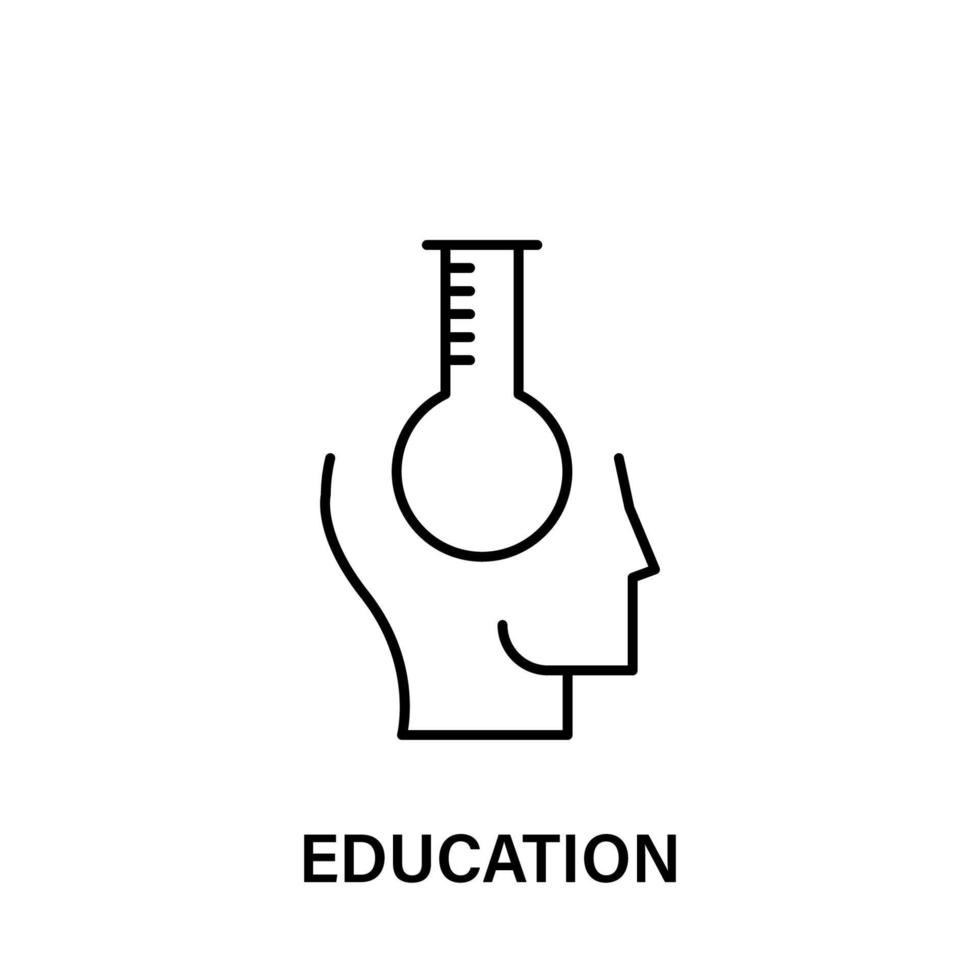 thinking, head, flask, education vector icon illustration