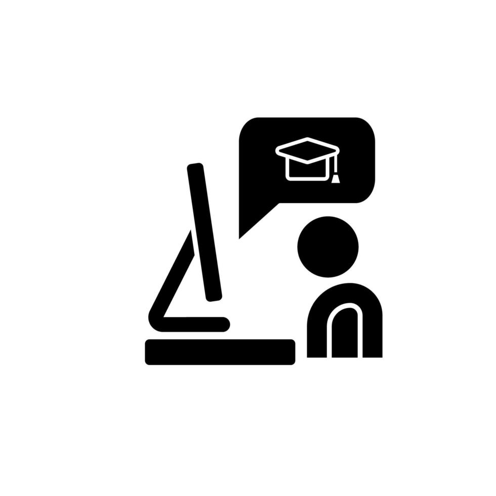 Computer pc student graduation vector icon illustration