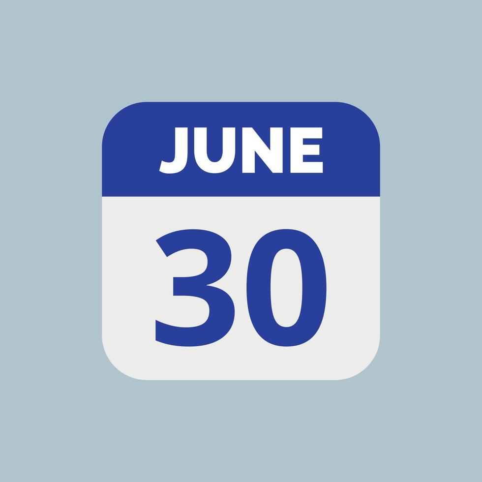 June 30 Calendar Date Icon vector