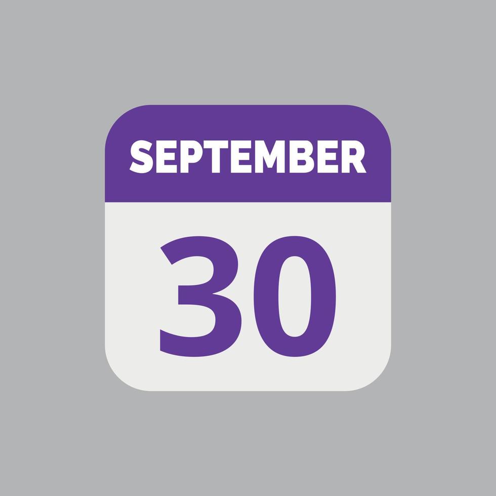 September 30 Calendar Date Icon vector