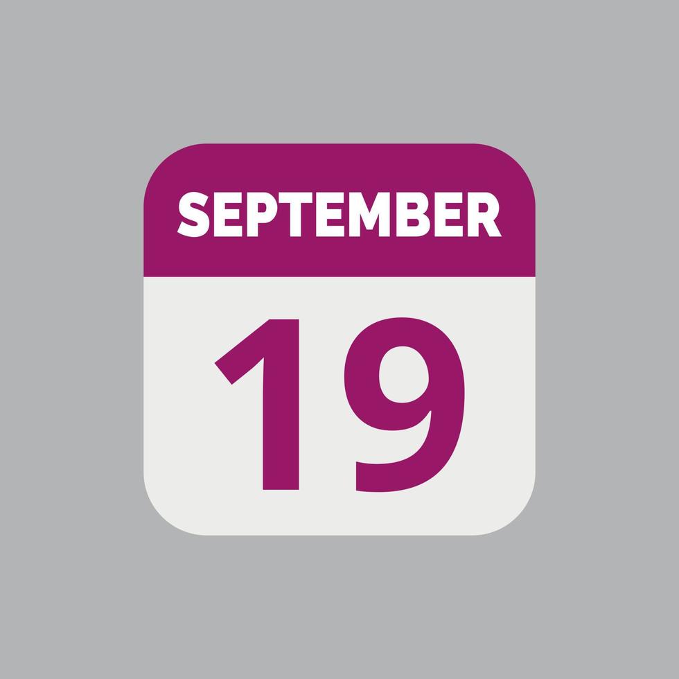 September 19 Calendar Date Icon 23201753 Vector Art at Vecteezy