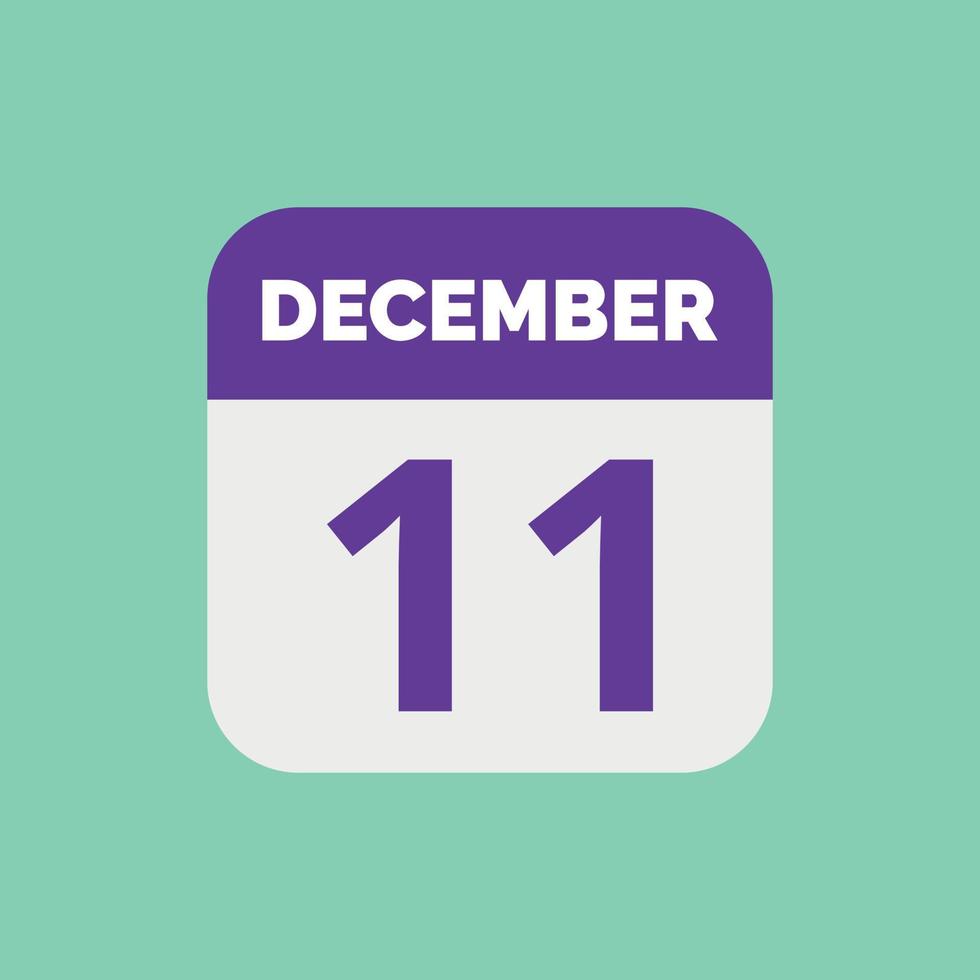 December 11 Calendar Date Icon vector