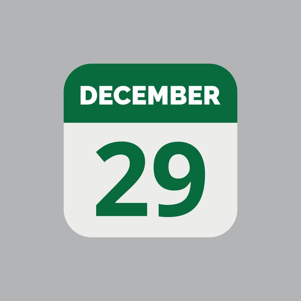 December 29 Calendar Date Icon vector