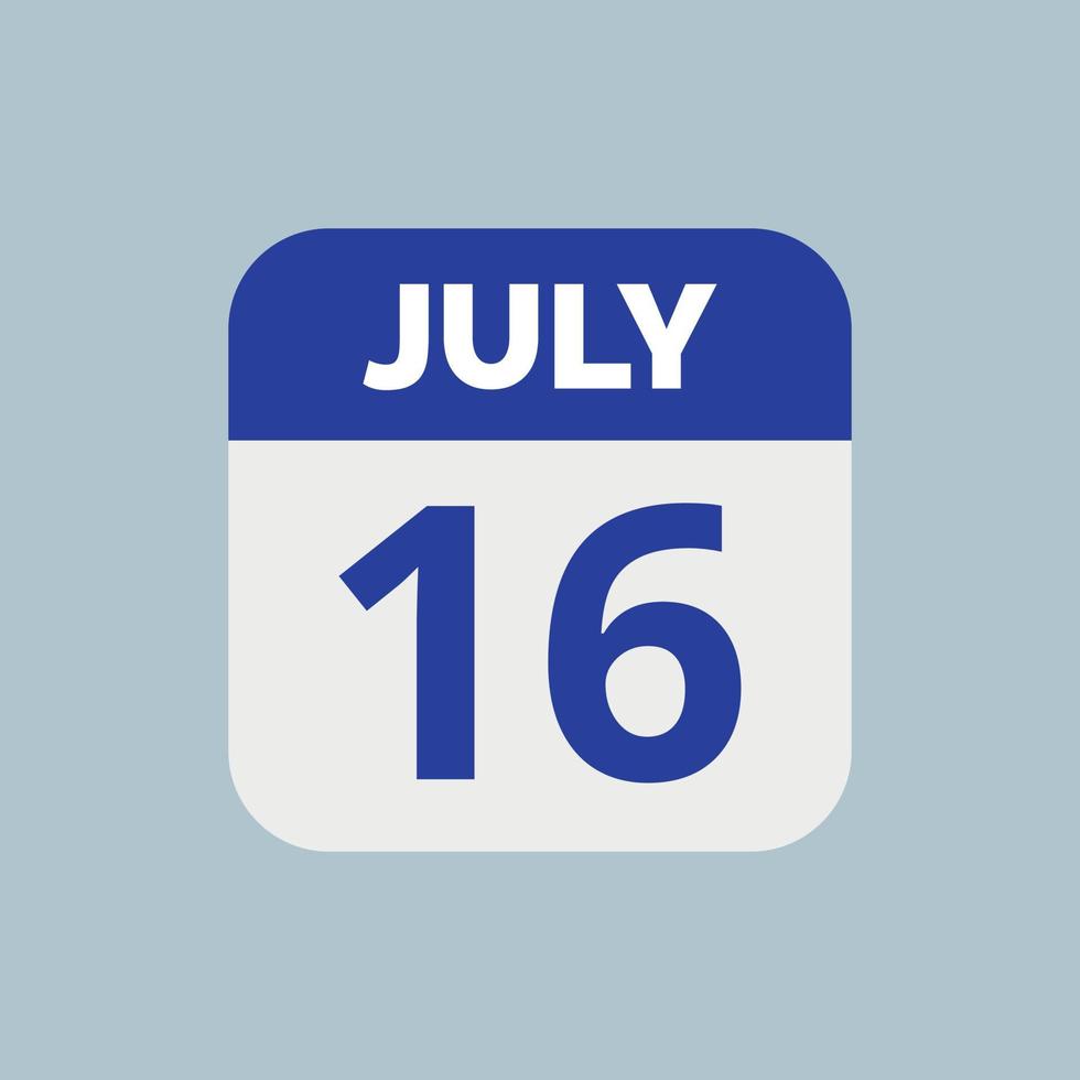 July 16 Calendar Date Icon 23201768 Vector Art at Vecteezy