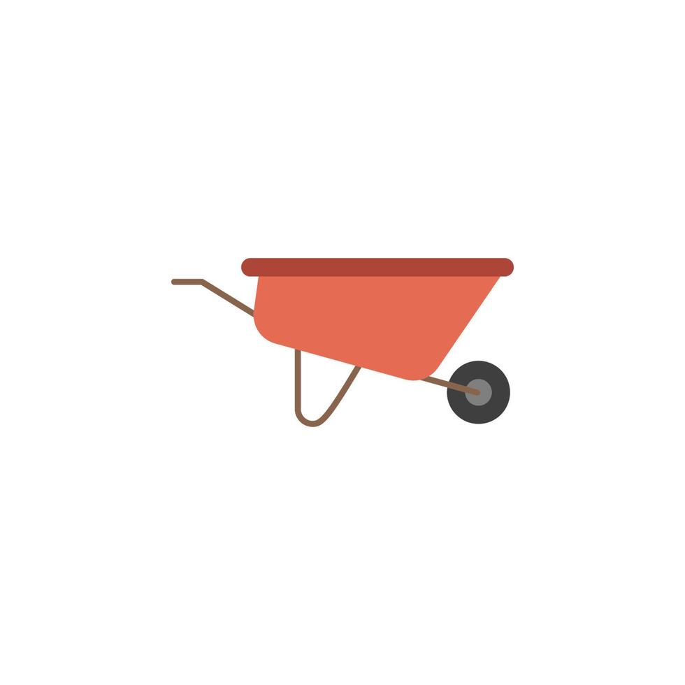 gardening, wheelbarrow, labor vector icon illustration