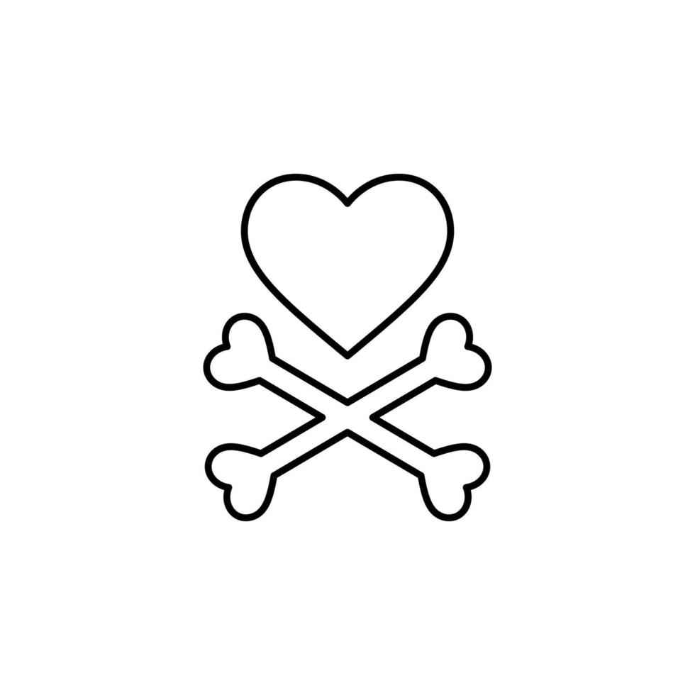 heart and bones cross vector icon illustration