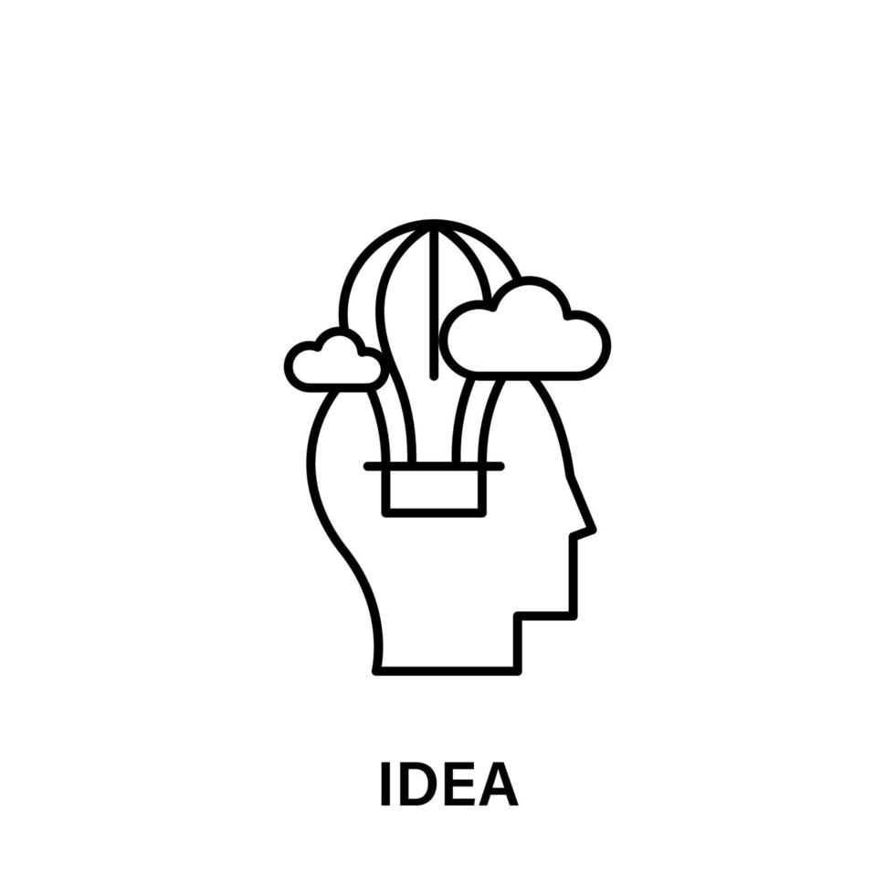 globo, nube, pensamiento, cabeza, idea vector icono ilustración