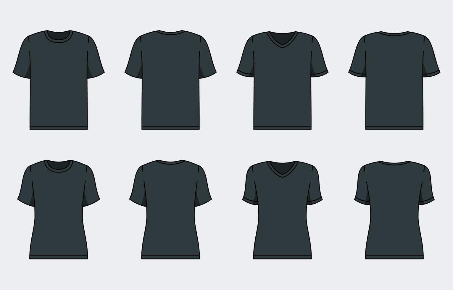Outline Black Tshirt Mock Up vector