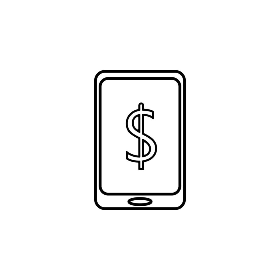 mobile banking line vector icon illustration