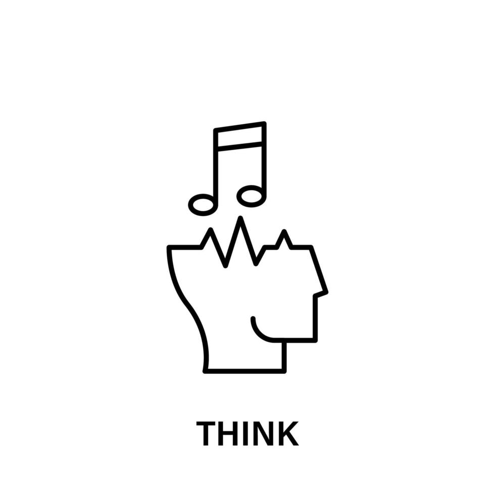 thinking, head, note, music, think vector icon illustration
