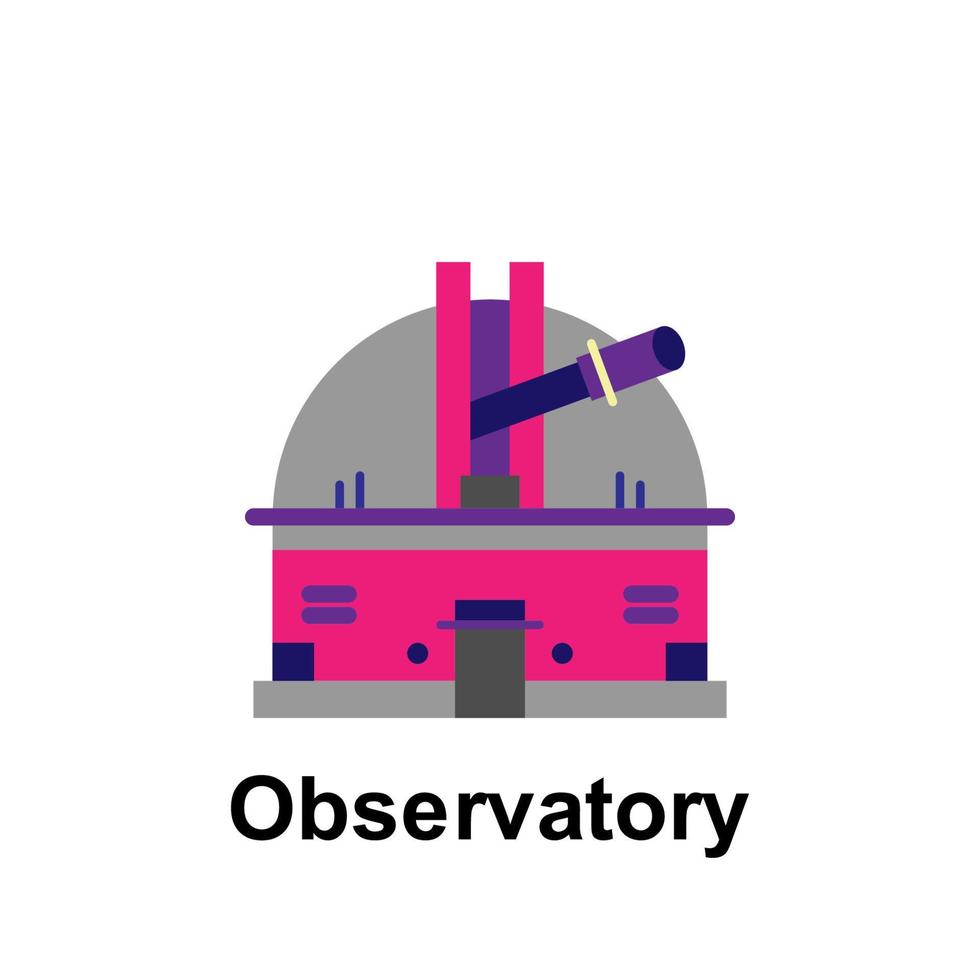 Space, observatory color vector icon illustration