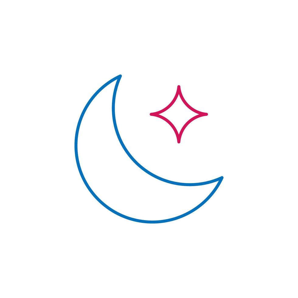 Islam, crescent moon and star 2 colored line vector icon