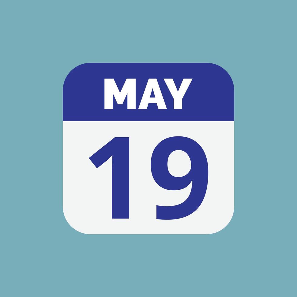 May 19 Calendar Date Icon vector