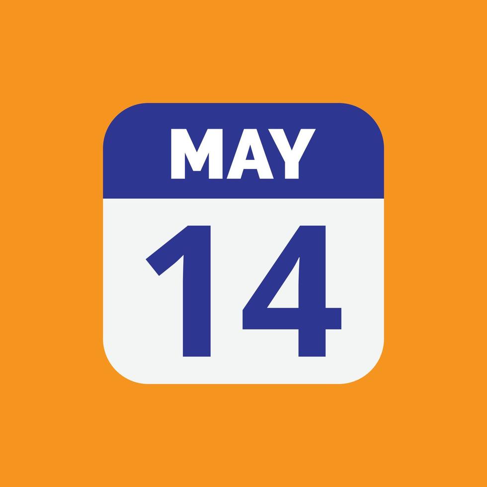 icono de fecha de calendario del 14 de mayo vector