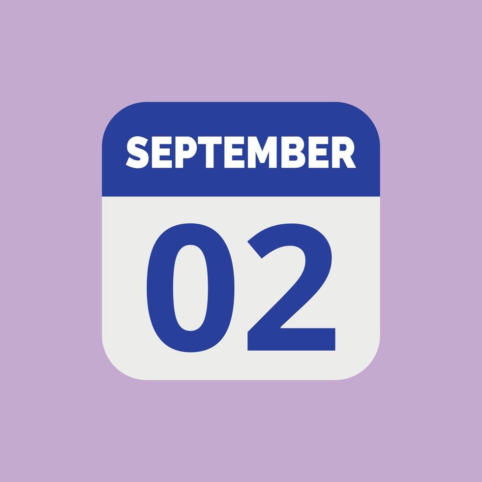 September 2 Calendar Date Icon vector