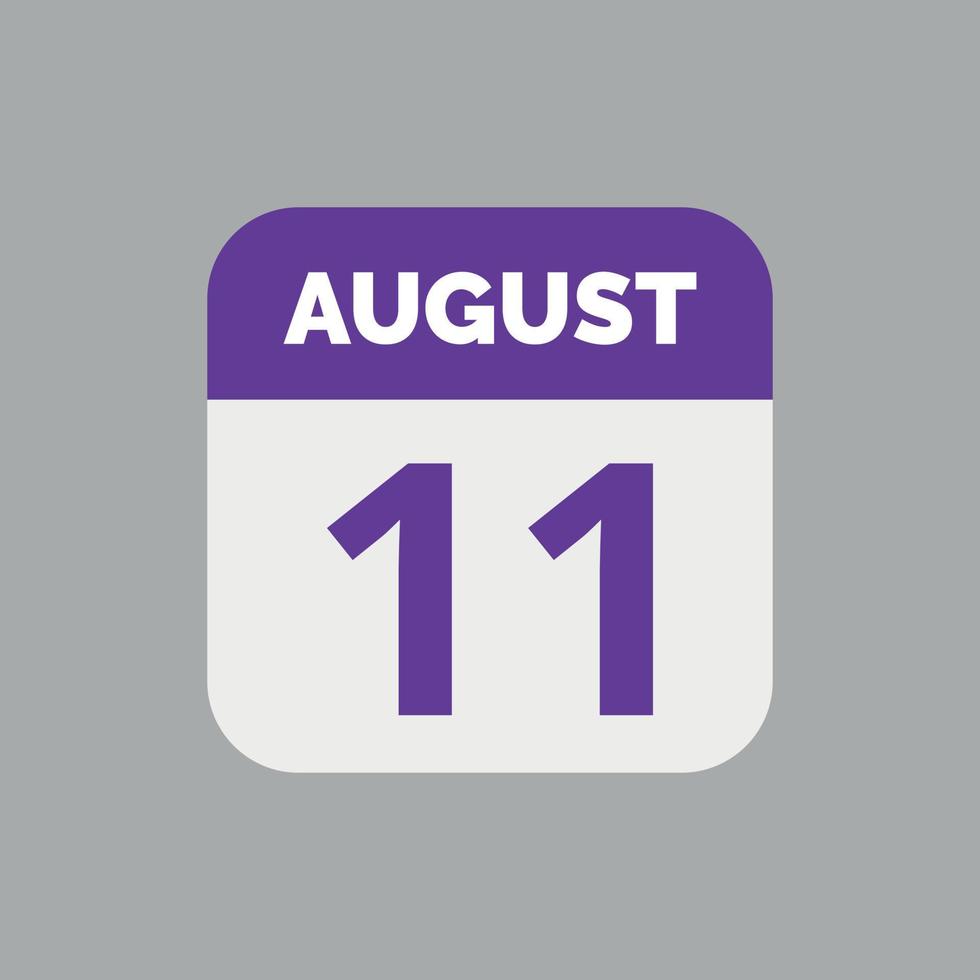 icono de fecha de calendario del 11 de agosto vector