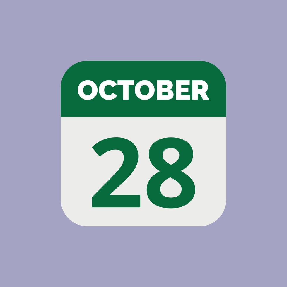 October 28 Calendar Date Icon vector