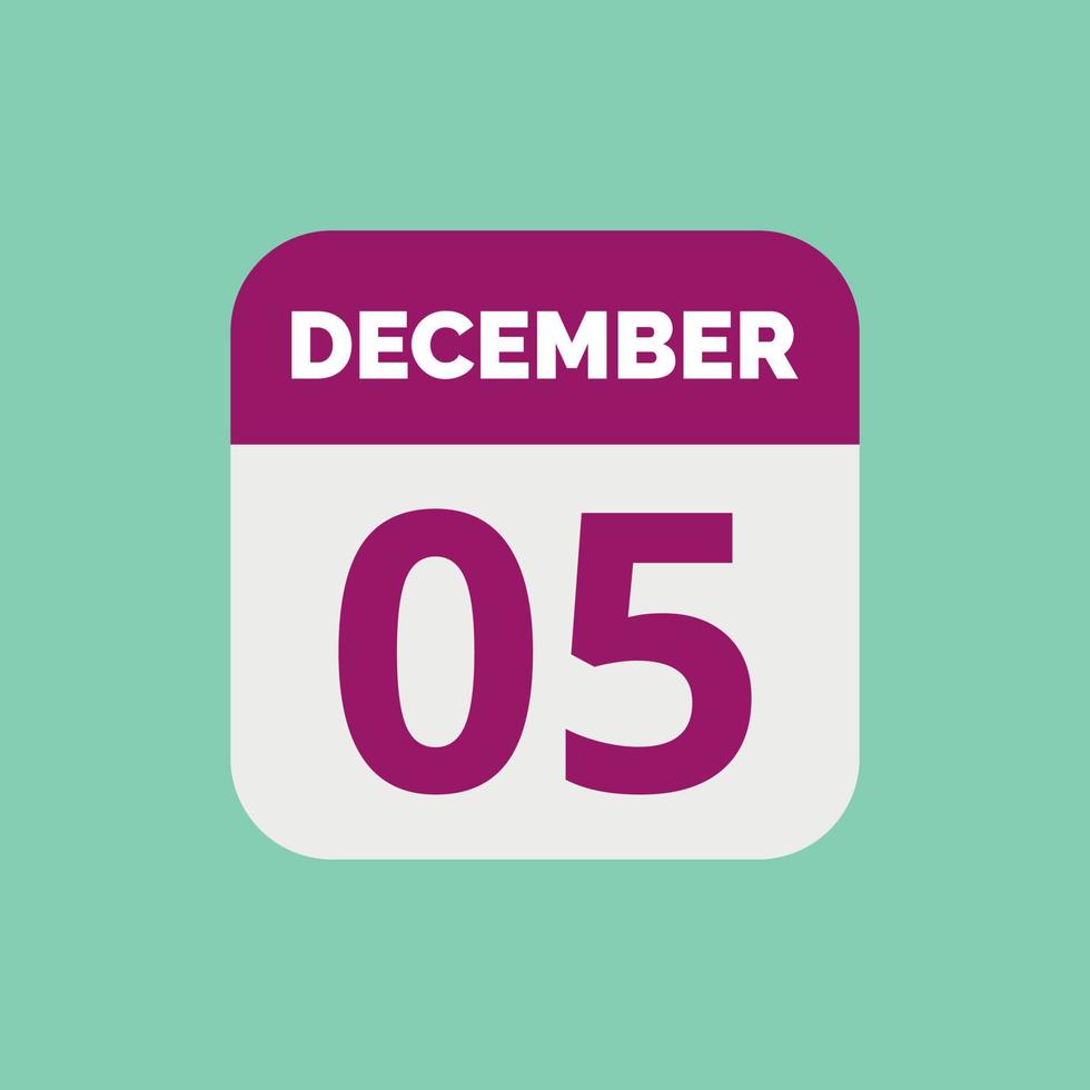 December 5 Calendar Date Icon vector