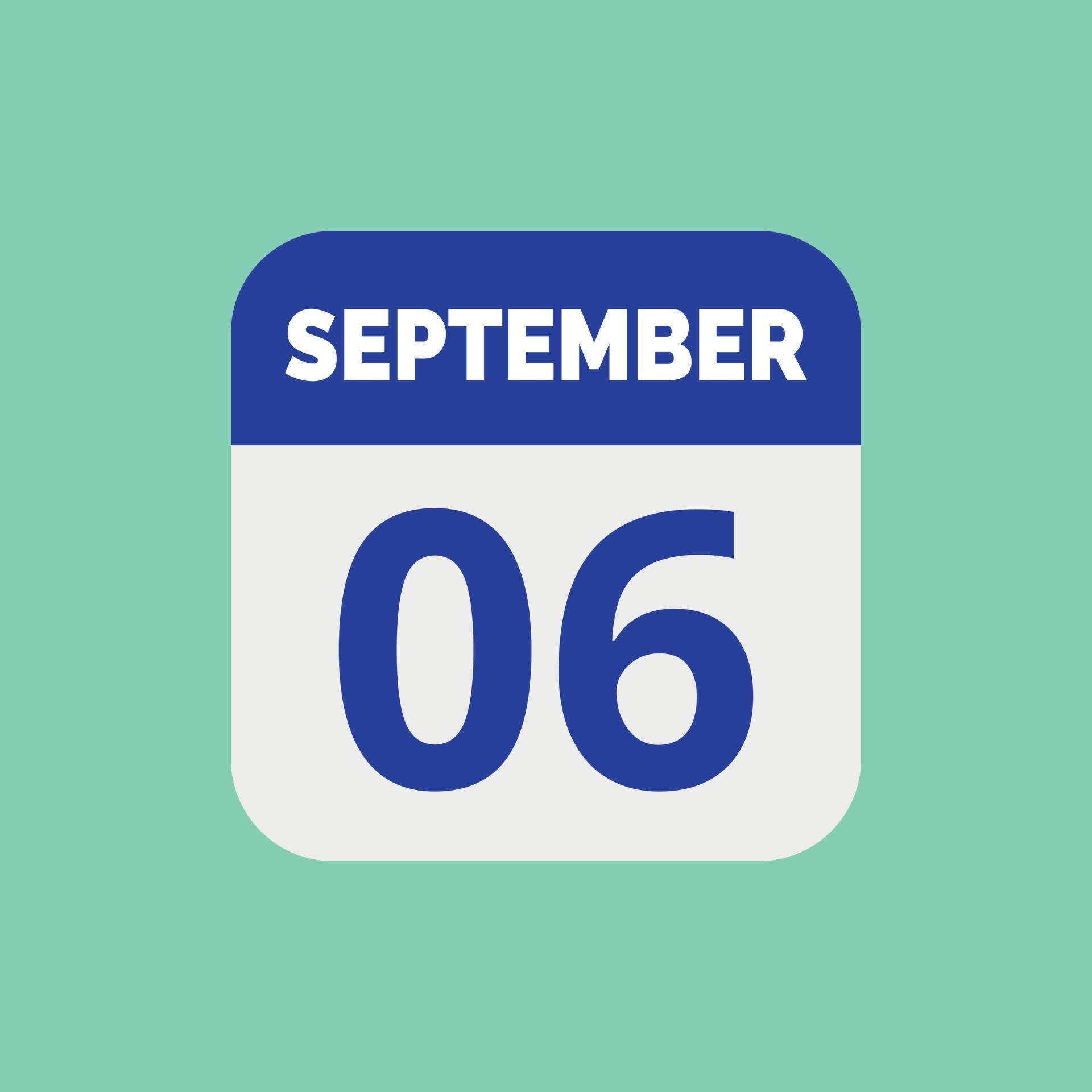 September 6 Calendar Date Icon 23202539 Vector Art at Vecteezy