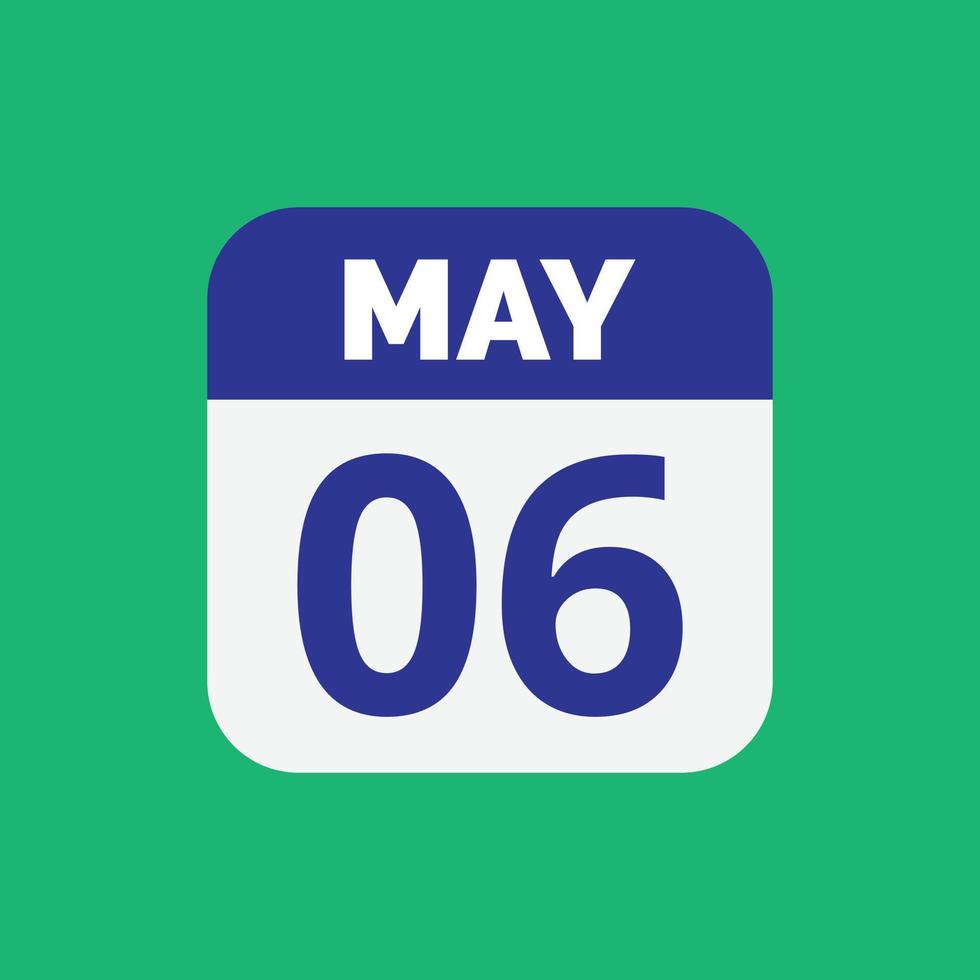 icono de fecha de calendario del 6 de mayo vector